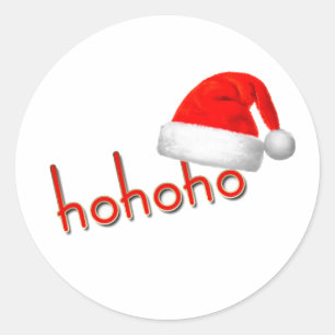HoHo WeihnachtsHat Red White Simple Runder Aufkleber