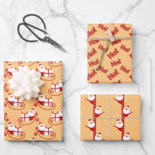HoHo Weihnachtsmann-Bilder zum Weihnachtsfest Geschenkpapier Set