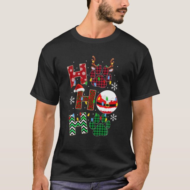 HoHoHo Dog Paw Weihnachten Pajama Niedlich Holiday T-Shirt (Vorderseite)