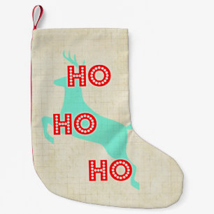 Hohoho Vintage-Weihnachtsrentier rot grün Kleiner Weihnachtsstrumpf