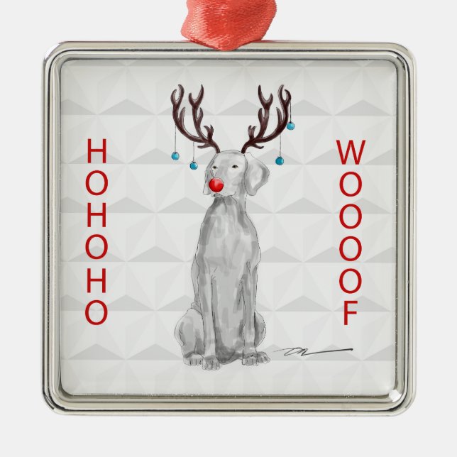 HOHOHOWOOOF WEIMARANER VERZIERUNG ORNAMENT AUS METALL (Vorne)