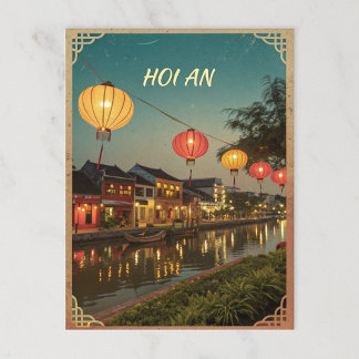 Hoi An Lantern Stadt in Golden Retro Tone Postkarte