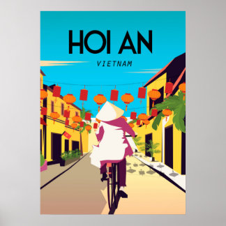 HOi An Town Vietnam affiche de voyage Vélo