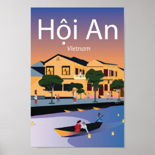 Hoi An Vietnam vintage travel poster