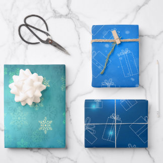 Hoja De Papel De Regalo copos de nieve Geschenkpapier Set