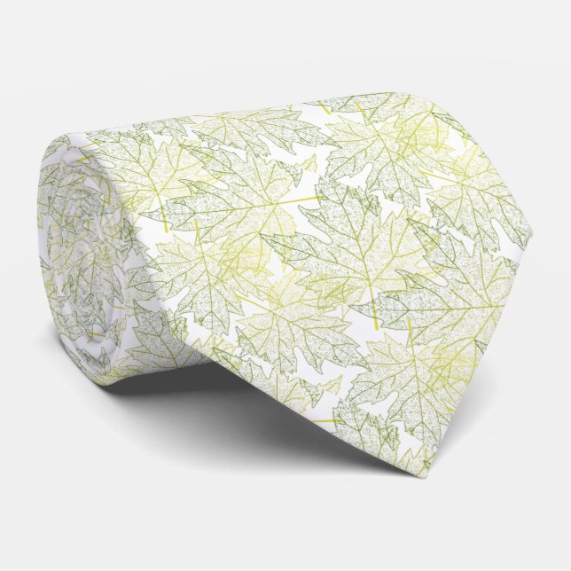 Hojas De otoño verde con amarillo Krawatte (Gerollt)