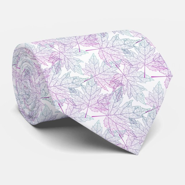 hojas de otoño verde con morado krawatte (Gerollt)