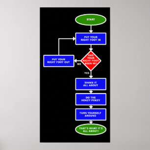 Hokey Pokey Flussdiagramm Poster Schild Druck