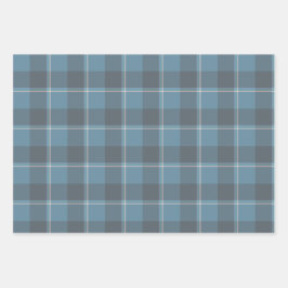 Hoki Blue and Shuttle Gray Plaid Geschenkpapier Set