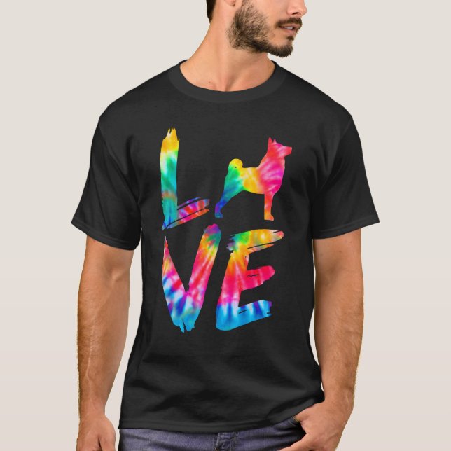 Hokkaido Gefärbte Krawatte Liebe Dog Mama Vater T-Shirt (Vorderseite)