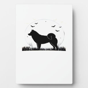 Hokkaido Hund � Halloween-Mond-Silhouette Classic  Fotoplatte