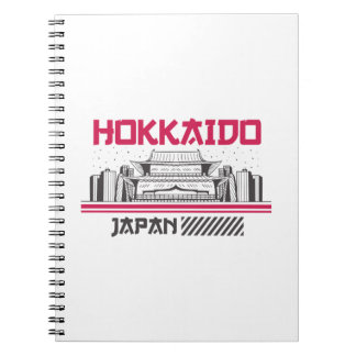 Hokkaido Japan Retro-Tempel-Skyline-Reisedesign Notizblock