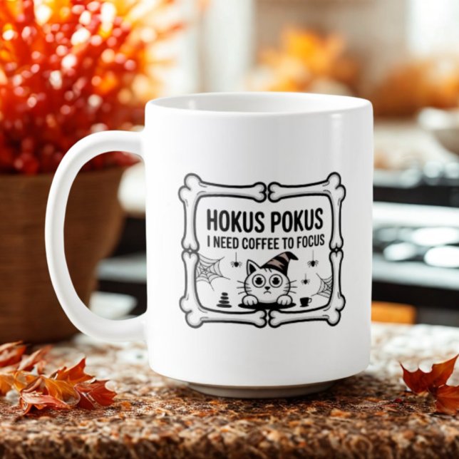 Hokus Pokus Ich brauche Kaffee zum Fokussieren Zau Kaffeetasse (Von Creator hochgeladen)