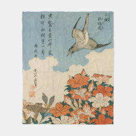 Hokusai - A Cuckoo und Azaleas Fine Art Fleecedecke