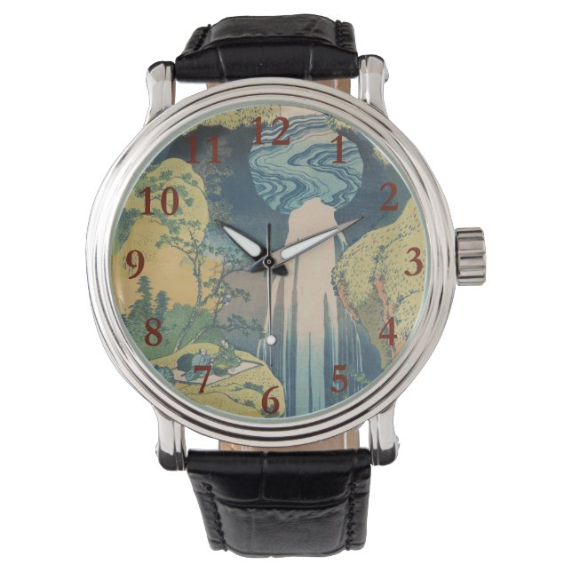 Hokusai Amida Falls Japan Wasserfall Armbanduhr (Vorderseite)