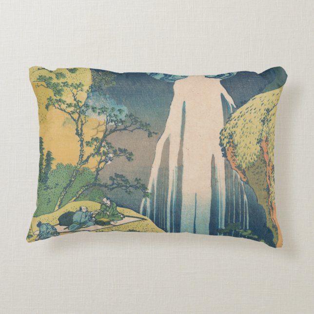 Hokusai Amida Falls Japan Wasserfall Dekokissen (Rückseite)