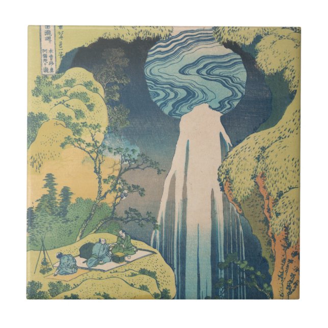 Hokusai Amida Falls Japan Wasserfall Fliese (Vorderseite)