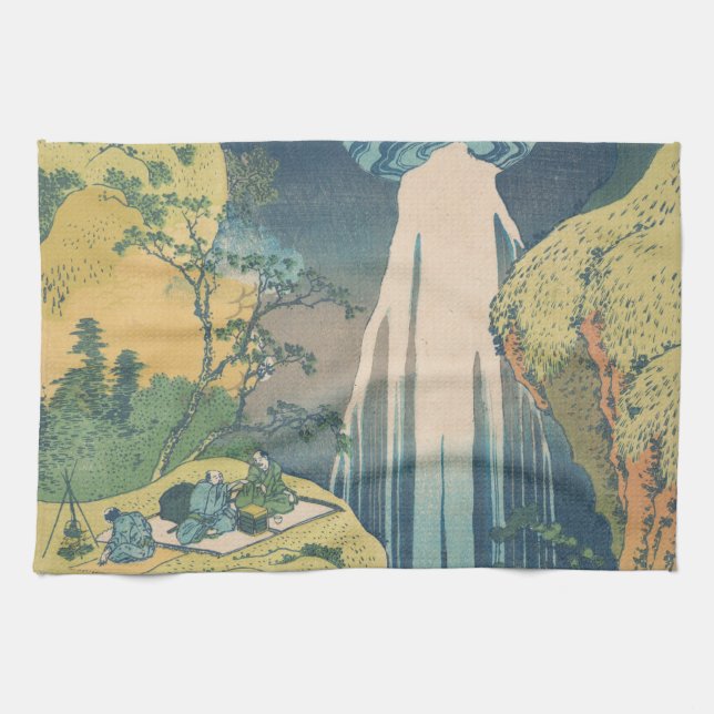 Hokusai Amida Falls Japan Wasserfall Geschirrtuch (Horizontal)