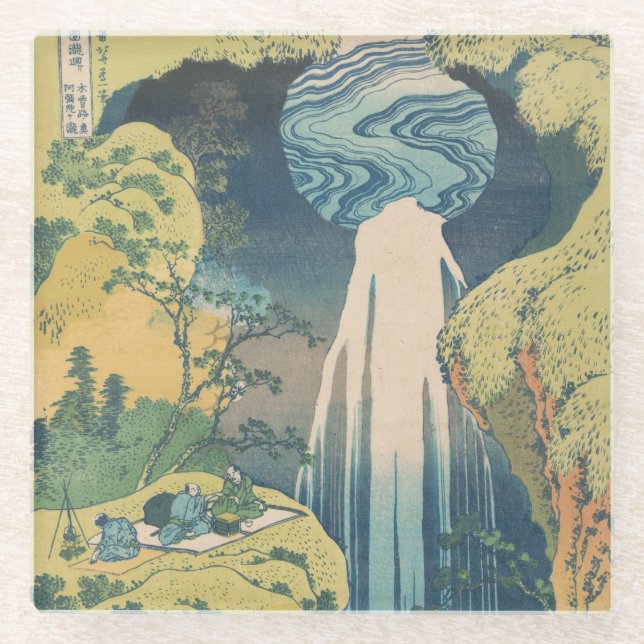 Hokusai Amida Falls Japan Wasserfall Glasuntersetzer (Vorderseite)