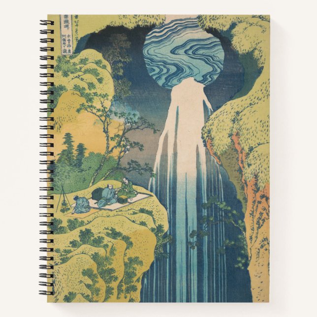 Hokusai Amida Falls Japan Wasserfall Notizbuch (Vorderseite)