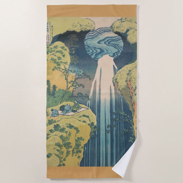Hokusai Amida Falls Japan Wasserfall Strandtuch (Vorderseite)