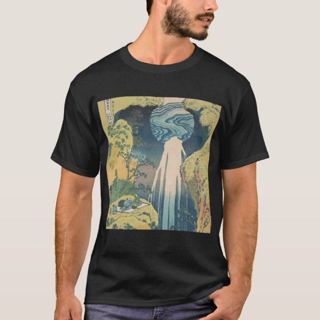 Hokusai Amida Falls Japan Wasserfall T-Shirt (Vorderseite)