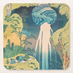 Hokusai Amida Wasserfall Japan Wasserfall Rechteckiger Pappuntersetzer