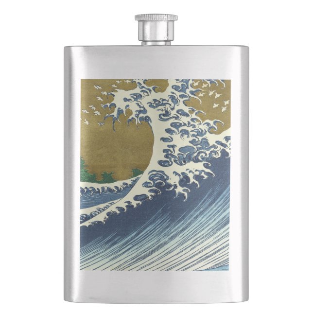 Hokusai Big Wave Japan japanische Kunst Flachmann (Vorderseite)