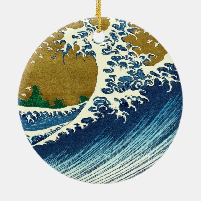 Hokusai Big Wave Japan japanische Kunst Keramik Ornament (Hinten)
