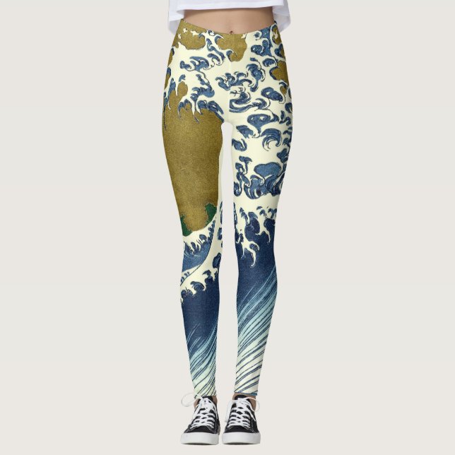 Hokusai Big Wave Japan japanische Kunst Leggings (Vorderseite)