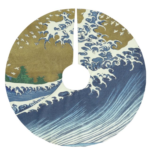 Hokusai Big Wave Japan japanische Kunst Polyester Weihnachtsbaumdecke (Vorderseite)