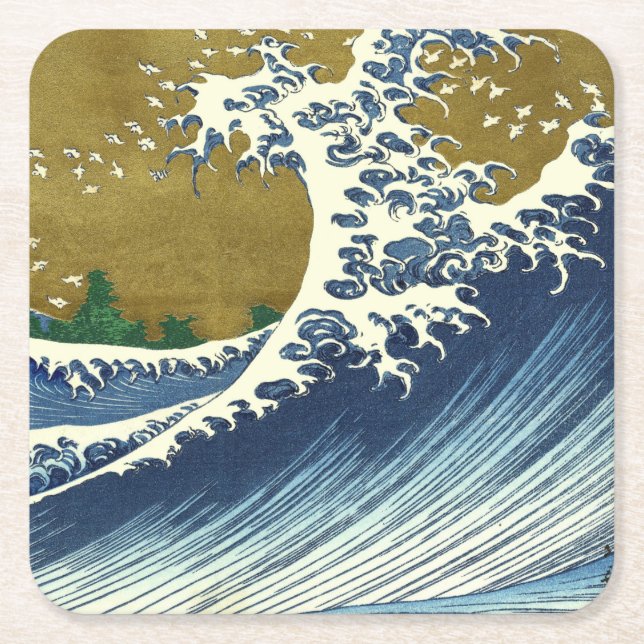 Hokusai Big Wave Japan japanische Kunst Rechteckiger Pappuntersetzer (Vorderseite)