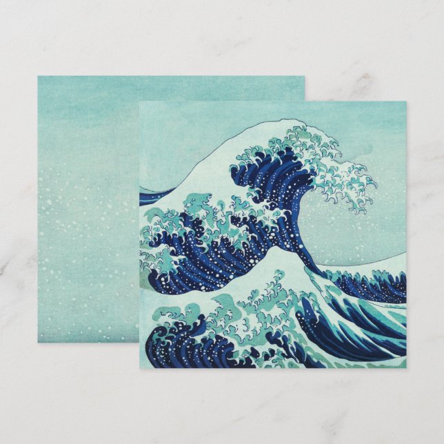 Hokusai Blue Waves Mitteilungskarte (Vorne/Hinten)