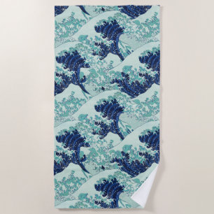 Hokusai Blue Waves Pattern Strandtuch