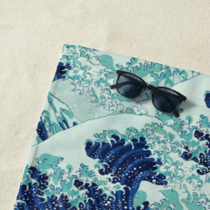 Hokusai Blue Waves Pattern Strandtuch
