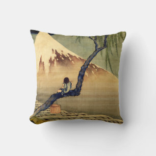 Hokusai Boy View Mount Fuji Japanisch Vintag Kissen