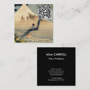 Hokusai - Boy Viewing Mount Fuji - QR-Code Quadratische Visitenkarte