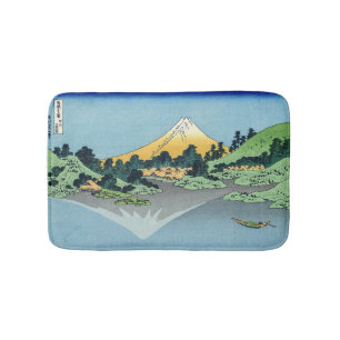 Hokusai - Der Fuji spiegelt sich im Kawaguchi-See Badematte