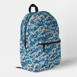 Hokusai, die Great Wave Pattern Nautical Blue Well Bedruckter Rucksack
