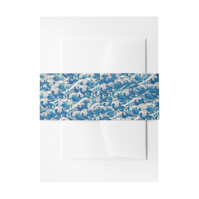 Hokusai, die Great Wave Pattern Nautical Blue Well Einladungsbanderole (Vorderseite Beispiel)