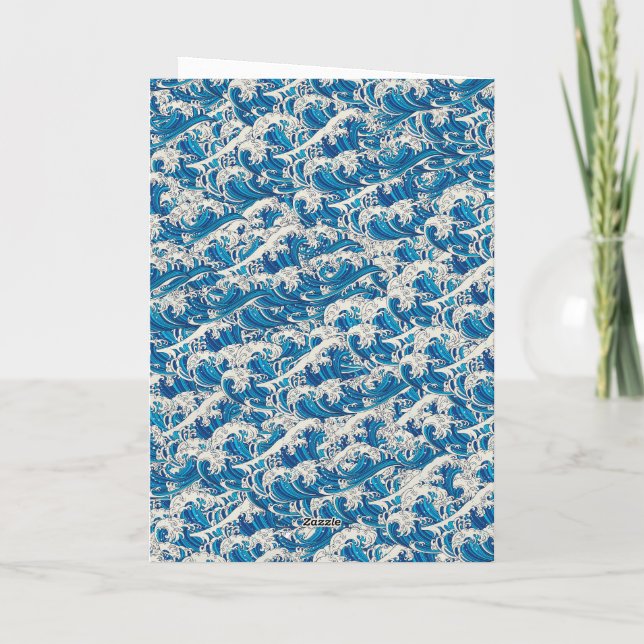 Hokusai, die Great Wave Pattern Nautical Blue Well Karte (Rückseite)