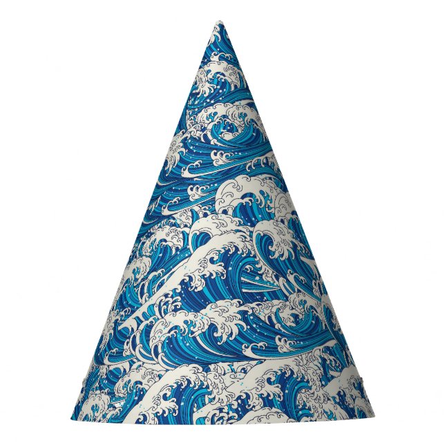 Hokusai, die Great Wave Pattern Nautical Blue Well Partyhütchen (Vorderseite)