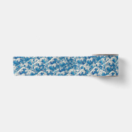 Hokusai, die Great Wave Pattern Nautical Blue Well Satinband