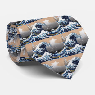 Hokusai , "Die große Welle vor Kanagawa" Krawatte