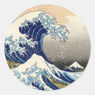 Hokusai die großen Wellen-Aufkleber Runder Aufkleber