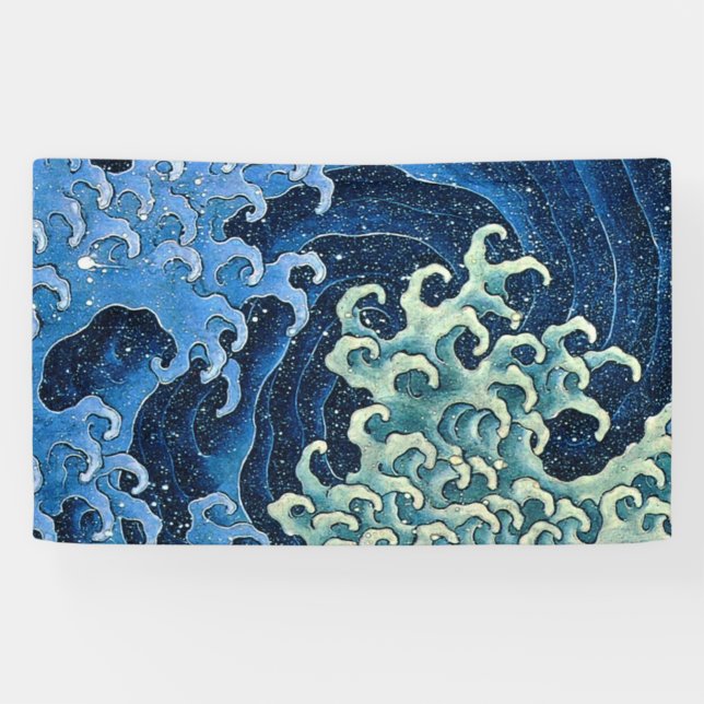 Hokusai Feminine Wave Vintager Ozean Banner (Horizontal)