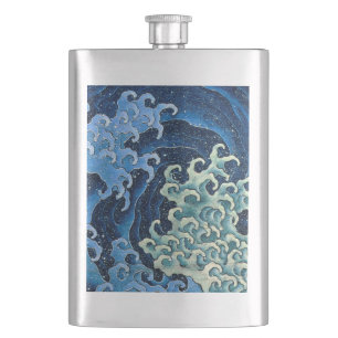 Hokusai Feminine Wave Vintager Ozean Flachmann