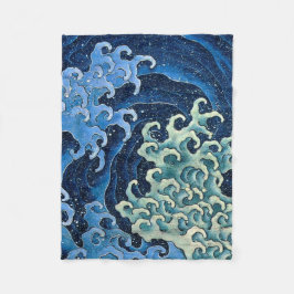 Hokusai Feminine Wave Vintager Ozean Fleecedecke