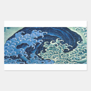 Hokusai Feminine Wave Vintager Ozean Rechteckiger Aufkleber
