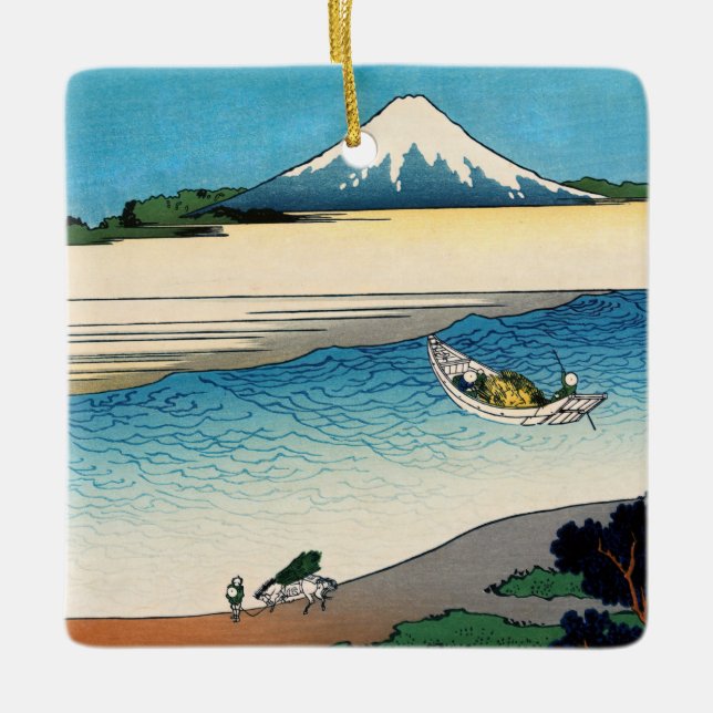 Hokusai - Fluss Tama in der Provinz Musashi Keramikornament (Vorderseite)